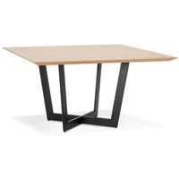 KADIMA DESIGN Quadratischer Esstisch, 140 cm, Holzplatte, Metallgestell. Beige