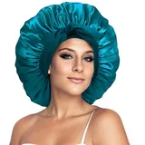 iLamvie Satin Haarhaube,Seidenhaube,Nacht Schlafhaube Mit Elastischem Band,Schlafhaube Haare Schützen,Satinhaube Zum Schlafen,Haarnetz Für Damen Und Mädchen(Kong Blue) - Einheitsgröße