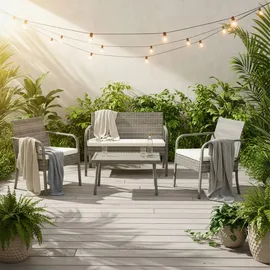 Relaxdays Gartenmöbel Set 4-tlg. Grau