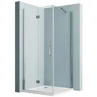 Hopibath Eckdusche Falttür Duschkabine 80x80 Eckeinstieg Pendeltür, BxT: 80x80 cm, 5mm Sicherheitsglas, Doppel Falttür, Duschtür mit 80cm Seitenteil, H: 195/185cm, mit Alu-Bodenleiste, Magnetverschluss, Hebe- / Senkfunktion silberfarben 80 cm x 195 cm x 80 cm