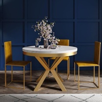 Runder goldener Tisch wohnzimmer ausziehbar 100(180) Marmorplatte Narvic