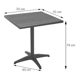 Mendler 2er-Set Gartenstuhl+Gartentisch HWC-J95, Stuhl Tisch, Gastro Outdoor-Beschichtung, Alu Holzoptik ~ schwarz, dunkelbraun