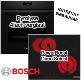 Bosch Herdset Pyrolyse 3D-Heißluft Pizzafunktion + Glaskeramik Kochfeld PowerBoost