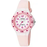 Lorus Mädchen-Uhr 0 mm Edelstahlgehäuse Rosa/Urethanarmband Weiß