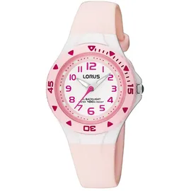 Lorus Mädchen-Uhr 0 mm Edelstahlgehäuse Rosa/Urethanarmband Weiß