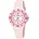 Mädchen-Uhr 0 mm Edelstahlgehäuse Rosa/Urethanarmband Weiß