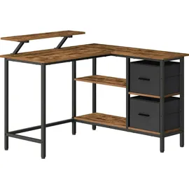 VASAGLE Schreibtisch Eckschreibtisch Computertisch mit Schubladen 115cm Vintage