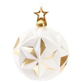 BRUBAKER Premium Weihnachtskugel Stern Weiß Gold mit 3D Oberfläche - 10 cm Baumkugel aus Glas mit Weihnachtstern Figur - Weiß