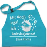 Kinderschürze Schürze Kinder Jungen Mädchen - Kochschürze - Mir doch egal ich koch das jetzt so mit Name - 7-14 Jahre - Türkis - küchen für junge kochgeschenke kleinkind kinderkochschürzen - 7-13 Jahre