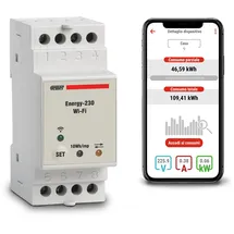 Vemer VE794600 ENERGY WIFI - Smart WLAN Stromzähler für Einphasige Systeme, WiFI Strommessgerät mit App, Montage DIN-Hutschiene, Weiß