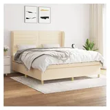 vidaXL Boxspringbett mit Matratze Creme 180x200 cm Stoff