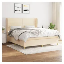 vidaXL Boxspringbett mit Matratze Creme 180x200 cm Stoff