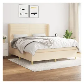 vidaXL Boxspringbett mit Matratze Creme 180x200 cm Stoff