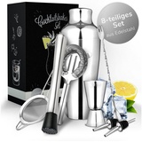 Vezato Cocktail Shaker Set aus Edelstahl - Hochwertiges Barkeeper Set - Spülmaschinen geeignetes & rostfreies Cocktail Zubehör - Ideales Cocktail Set Geschenk