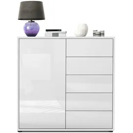 Vladon Ben V2 79 x 74 x 36 cm Weiß matt/Weiß Hochglanz