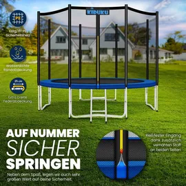 KIDUKU Gartentrampolin 244 x 427 cm inkl. Sicherheitsnetz, Leiter und Bodenanker