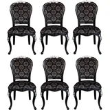 Pompöös by Casa Padrino Luxus Barock Esszimmerstühle mit Krone Schwarz / Silber - Pompööse Barock Stühle designed by Harald Glööckler - 6 Esszimmerstühle - Barock Esszimmermöbel