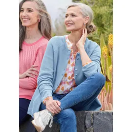 GOLDNER Strickjacke Kurzgröße Cardigan aus Baumwolle Blau 25