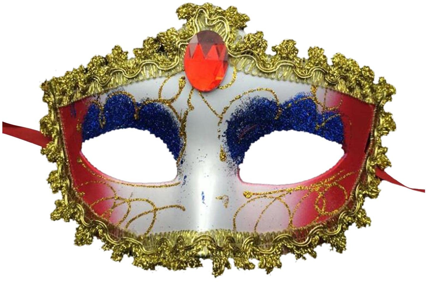 Paowsietiviity Damen Karneval Maskerade Maske für Party Kleid Cosplay Kostüm Rot Blau 18 * 12 cm