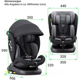 XOMAX 946i Kindersitz drehbar 360° mit ISOFIX, Liegefunktion I mitwachsend I 0-36 kg, 0-12 Jahre, Gruppe 0/1/2/3 I 5-Punkt-Gurt und 3-Punkt-Gurt I Bezug abnehmbar, waschbar I ECE R129