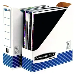 Bankers Box Archiv-Stehsammler Recycling-Karton weiß/blau , DIN A4