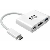 Eaton Power Quality Tripp Lite Series USB-C zu HDMI Adapter mit USB-A Port and PD-Aufladung, HDCP, Weiß