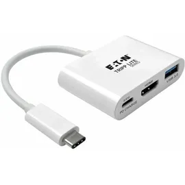 Eaton Power Quality Tripp Lite Series USB-C zu HDMI Adapter mit USB-A Port and PD-Aufladung, HDCP, Weiß