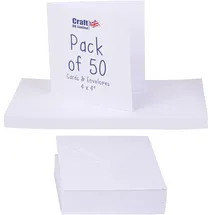 Craft UK Limited Craft UK 996 4 x 4 Zoll Karte und Umschlag mit 50 Stück - Weiß