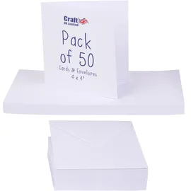 Craft UK Limited Craft UK 996 4 x 4 Zoll Karte und Umschlag mit 50 Stück - Weiß