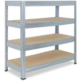 shelfplaza Schwerlastregal Metall 120x115x40 cm Silber 4 Böden 200 kg Traglast pro Boden