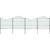 Teichzaun Set Zaunset Zaun 10 Elemente Steckzaun Gartenzaun Spitzbögen Grün - Grün