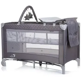 Chipolino Reisebett, Luna 2 Ebenen Wickelauflage klappbar Spielbogen Faltmatratze hellgrau Kunststoff, 60x120 cm, Babymöbel, Babybetten, Reisebetten