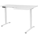 Beliani Schreibtisch Rechts Weiß Melamin L-form 160x59 cm mit Metallgestell Elektrisch Höhenverstellbar Büro Steh-sitz-tisch Stehtisch