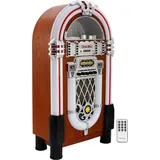 MonsterShop Jukebox Retro 50er Jahre Stil Holz-Gehäuse mit LED-Beleuchtung Fernbedienung - Weiß