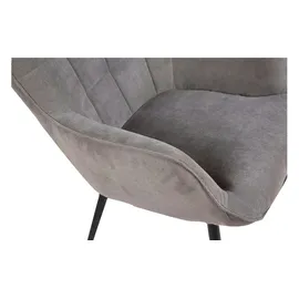 byLIVING Sessel Uta Cord 72 x 97 x 80 cm Grau mit Hocker