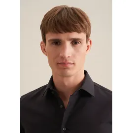 Seidensticker Businesshemd "Schwarze Rose", Herren, Gr. M (39), verlängerte Ärmellängen, schwarz, 100% Baumwolle, unifarben, tailored fit, 2-Knopf-Manschette, Hemden, Shaped 1/1 Extra lang Kentkragen Uni