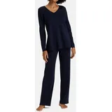 Hanro Pyjama unifarben Blau M