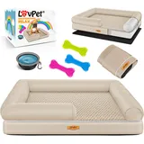 Lovpet LovPet® Orthopädisches Hundebett Hundekissen Hundekorb Relax, Inkl. Napf + 3X Kauknochen, Hundesofa für Kleine, Mittelgroße & Große Hunde, Bezug abnehmbar und waschbar