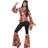 NET TOYS Flower Power Kostüm Hippie Damenkostüm M (38/40) 70er Jahre Outfit Schlagermove Woodstock Verkleidung Damen