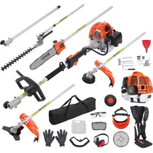 Vevor 52CC 6-in-1 Multifunktions-Heckentrimmer, Benzin-Heckenschere, Unkrautvernichter, Fadentrimmer, Freischneider, Kantenschneider, Hochentaster,