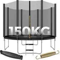 Trampolin Ø 305 Cm Komplettset Inkl. Sicherheitsnetz Leiter Randabdeckung Kindertrampolin Gartentrampolin, Schwarz - Sekey