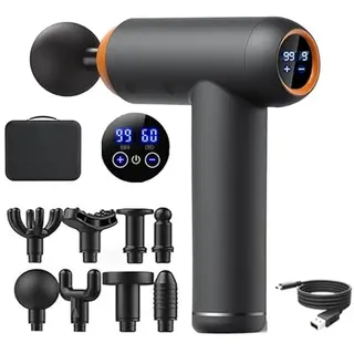 Massagepistole, Massage Gun Percussion Muskel Massagegerät mit 99 Geschwindigkeiten Einstellbar Masagepistoll Massage Pistole mit LCD Touchscreen 8 Köpfe zur Entspannen Schulter Rücken Massages