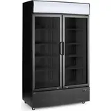 HENDI Rückwandkühlschrank mit hinterleuchteter Blende, zweitürig, Arktic, 512L, Schwarz, 220-240V/510W, 1120x585x(H)1900mm - Schwarz