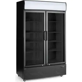 HENDI Rückwandkühlschrank mit hinterleuchteter Blende, zweitürig, Arktic, 512L, Schwarz, 220-240V/510W, 1120x585x(H)1900mm - Schwarz