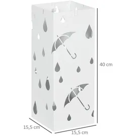 Homcom Regenschirmständer 15,5 x 15,5 x 40 cm Weiß