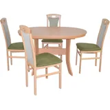 HOFMANN LIVING AND MORE Essgruppe »5tlg. Tischgruppe«, (Spar-Set, 5 tlg 5tlg. Tischgruppe), Buche-Nachbildung + grün + Buche-Nachbildung, , 81226036-0 B/H/T: 45 cm x 95 cm x 48 cm,