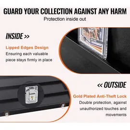 Vevor Vitrine für Sportkarten in 36 verschiedenen Ausführungen, 77,5x61,7x5,5cm Präsentationsrahmen mit 98 % UV-Schutz PC-Glas abschließbarer Wandschrank für Fußball Basketball Hockey Sammelkarten