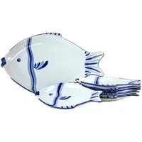 CEAR ceramiche Fischteller, Keramik, handbemalt, 6 Stück