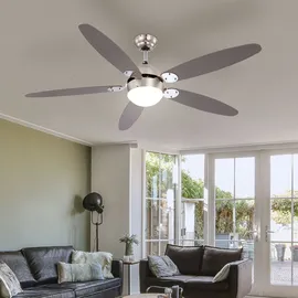 GLOBO Lighting - LED Deckenventilator mit Beleuchtung Deckenventilator mit Zugschalter, Sommer Winter, Flügel wendbar braun graphit 3 Stufen, 1x E14