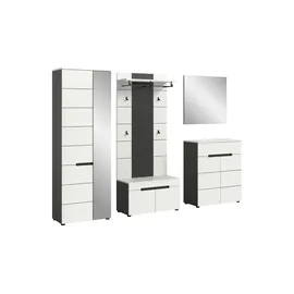 Möbel Kraft Canu Garderobenkombination 255x37x190 cm grau weiß